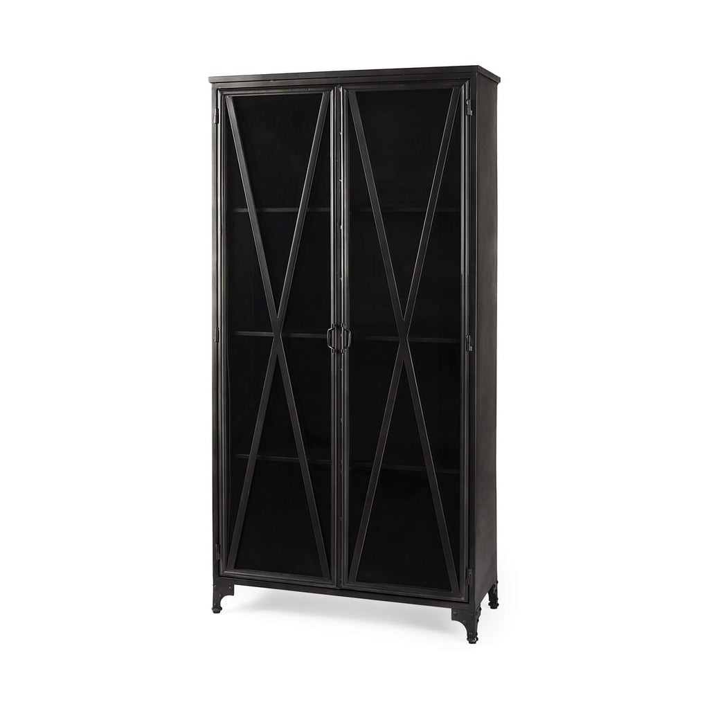 MERCANA POPPY BLACK METAL WITH GLASS DOOR DISPLAY CABINET 50361