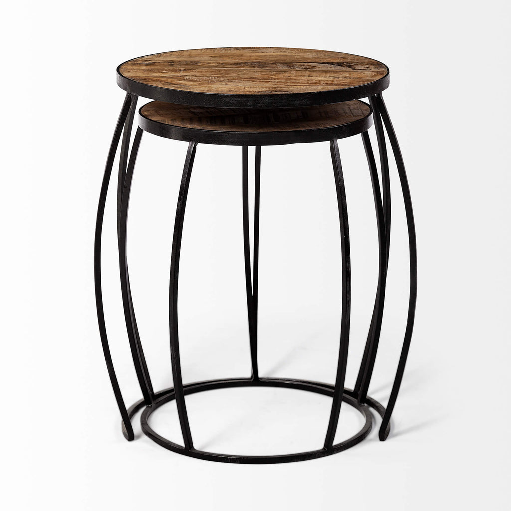 MERCANA CLAPP ROUND WOOD TOP NESTING TABLES 50473