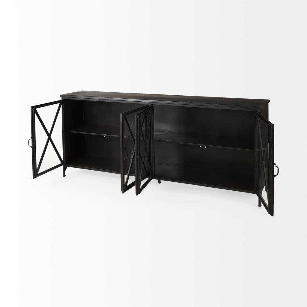 MERCANA POPPY BLACK METAL WITH GLASS DOOR SIDEBOARD 50524