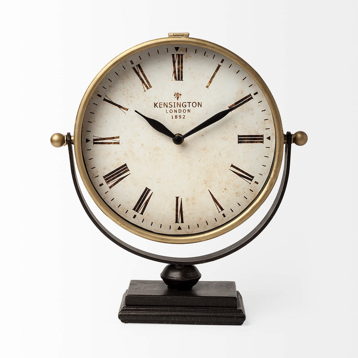 MERCANA HOUSTON GOLD HALF MOON BASE TABLE CLOCK 63102