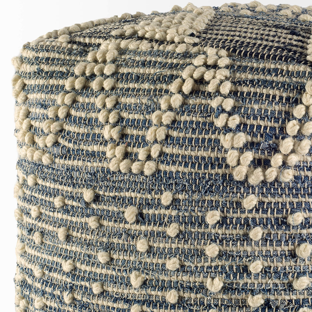 MERCANA ROFI DENIM AND CREAM SQUARE POUF 67584