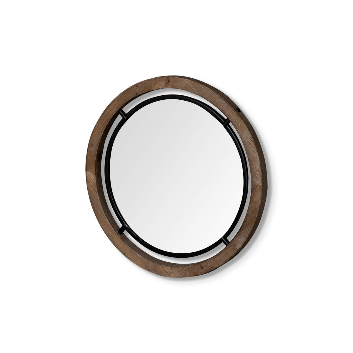 MERCANA JOSI 19" WOOD/METAL ROUND MIRROR 68002
