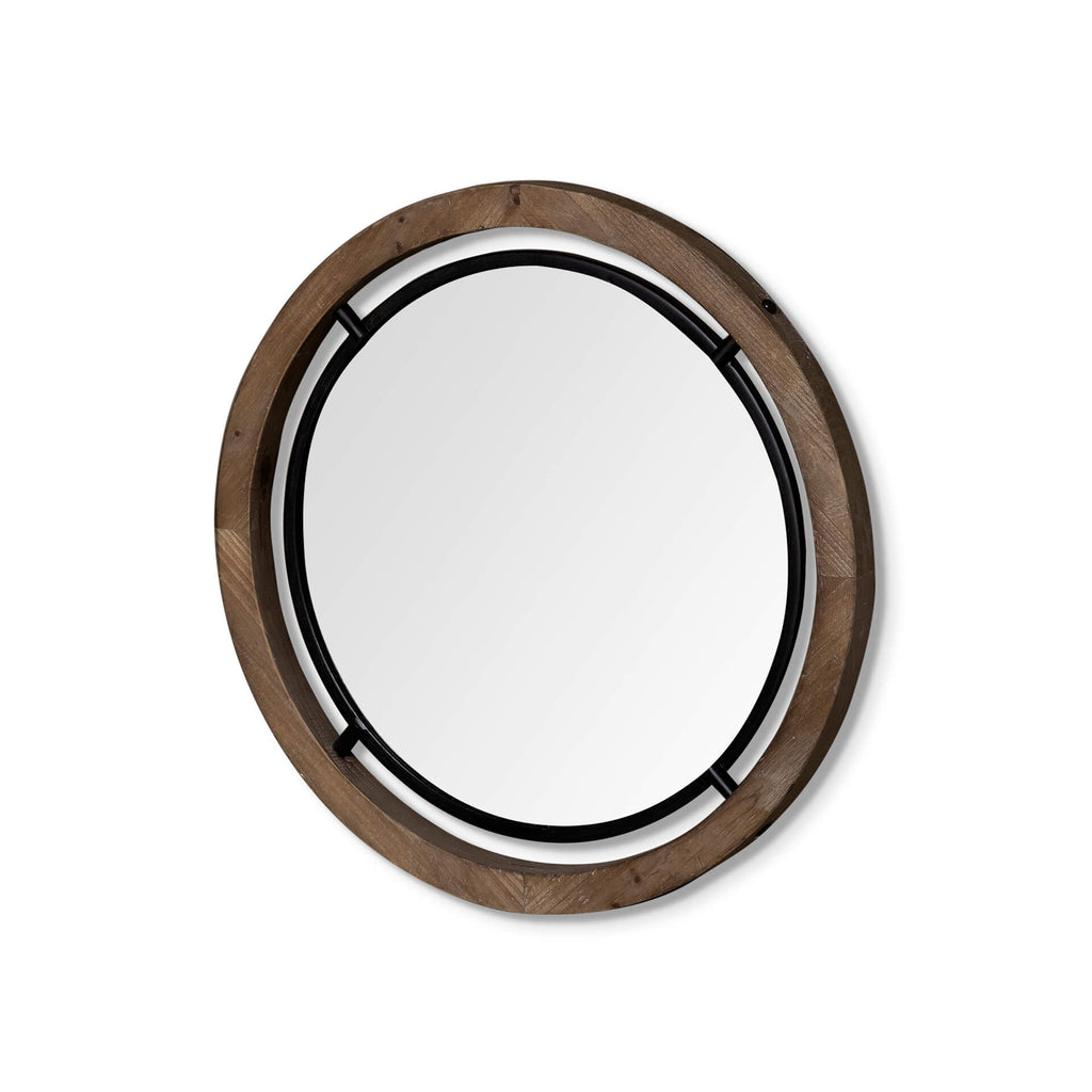 MERCANA JOSI 24" WOOD/METAL ROUND MIRROR 68003