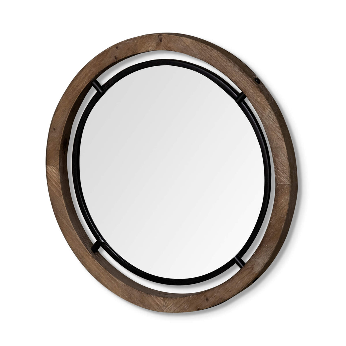 MERCANA JOSI 28" WOOD/METAL ROUND MIRROR 68004