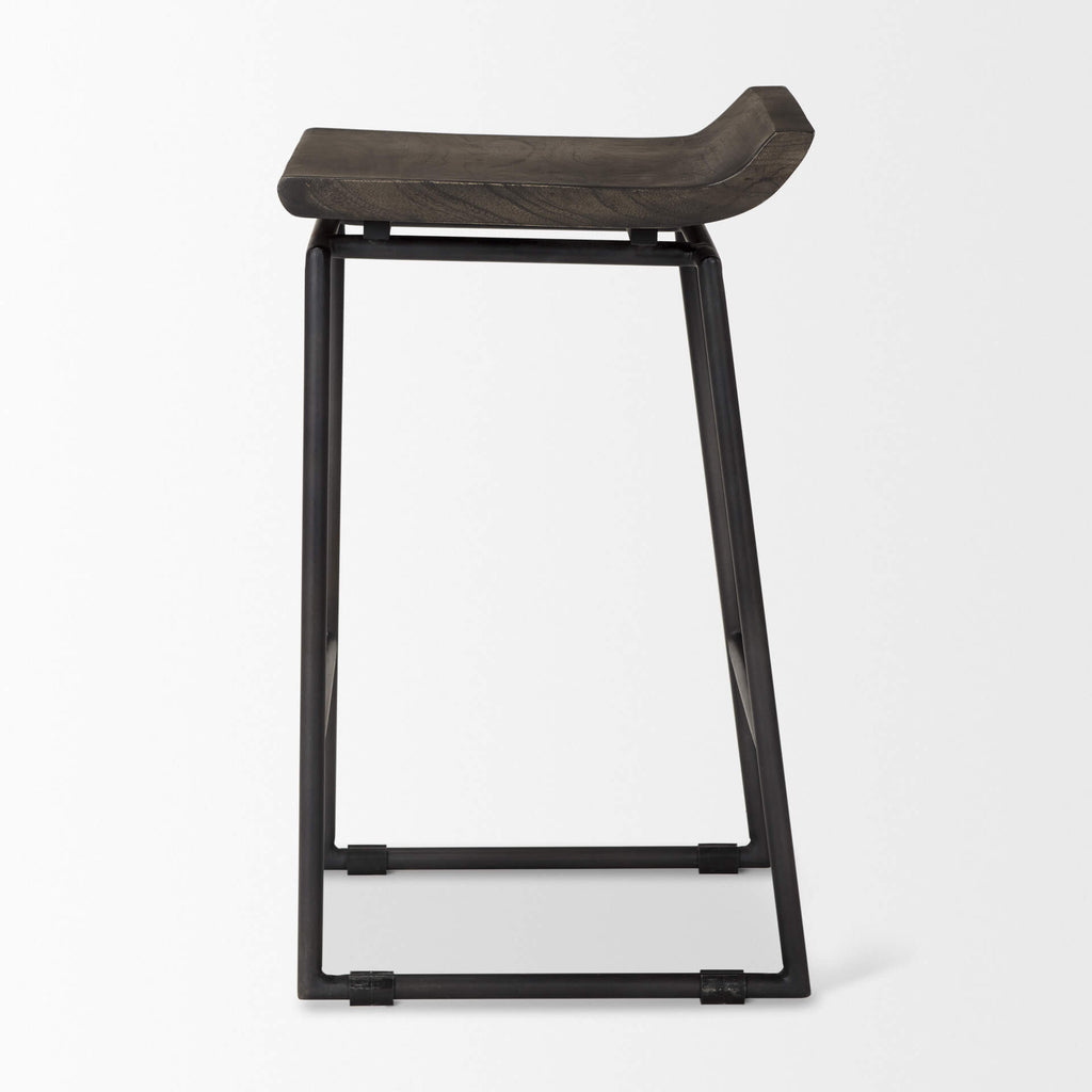 MERCANA GIVENS COUNTER STOOL BLACK WOOD SEAT 67992