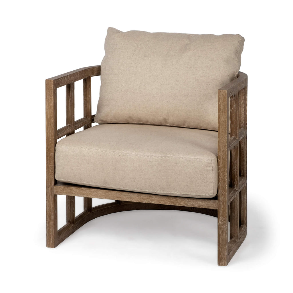 MERCANA SKYLAR DEMI-LUNE WOODEN FRAME ACCENT CHAIR 67515