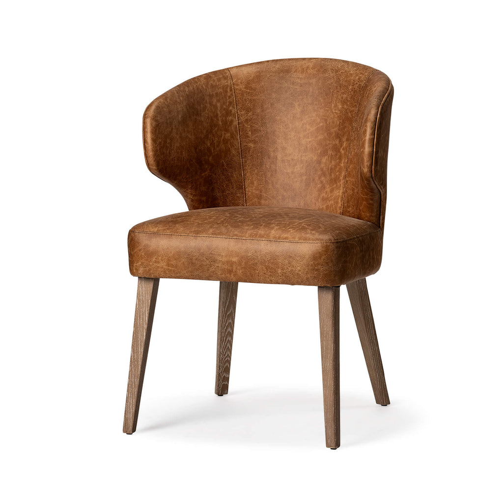 MERCANA NILES DINING CHAIR BROWN FAUX LEATHER 68323