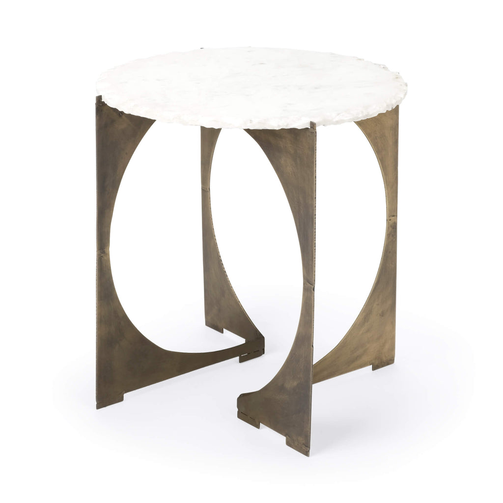 MERCANA REINHOLD LIVE-EDGE MARBLE TOP END TABLE 68233-AB