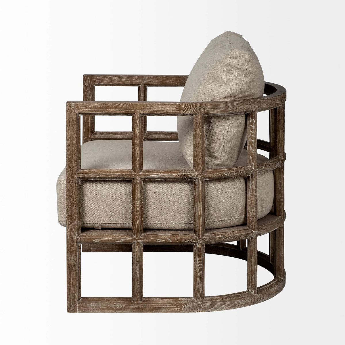 MERCANA SKYLAR DEMI-LUNE WOODEN FRAME ACCENT CHAIR 67515