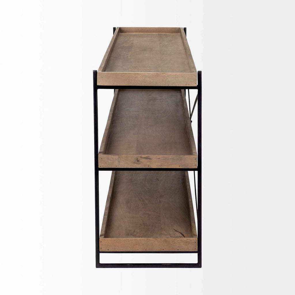 MERCANA TREY BROWN WOOD AND BLACK IRON CONSOLE 68217