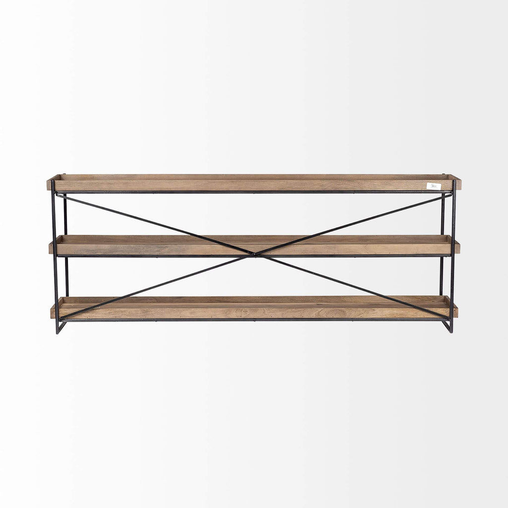 MERCANA TREY BROWN WOOD AND BLACK IRON CONSOLE 68217