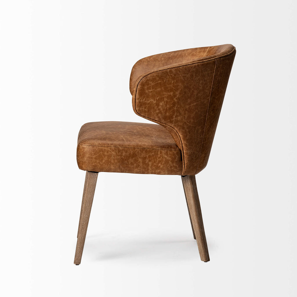 MERCANA NILES DINING CHAIR BROWN FAUX LEATHER 68323