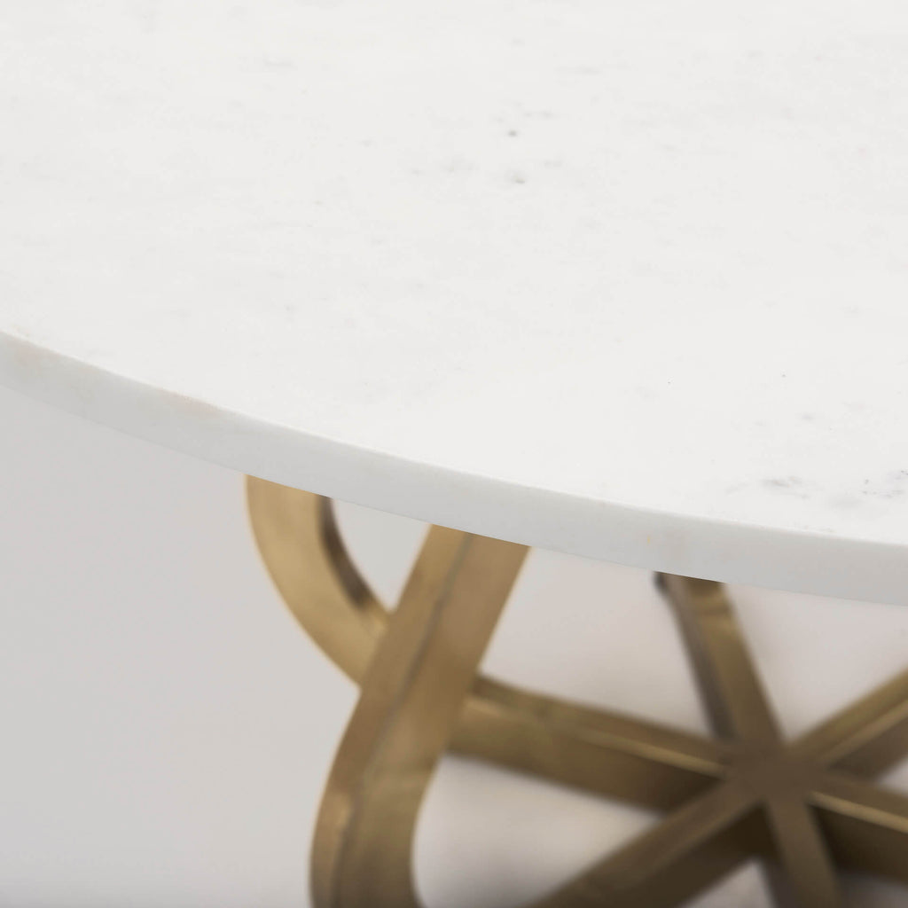 MERCANA LAURENT ROUND WHITE MARBLE DINING TABLE 68238-AB