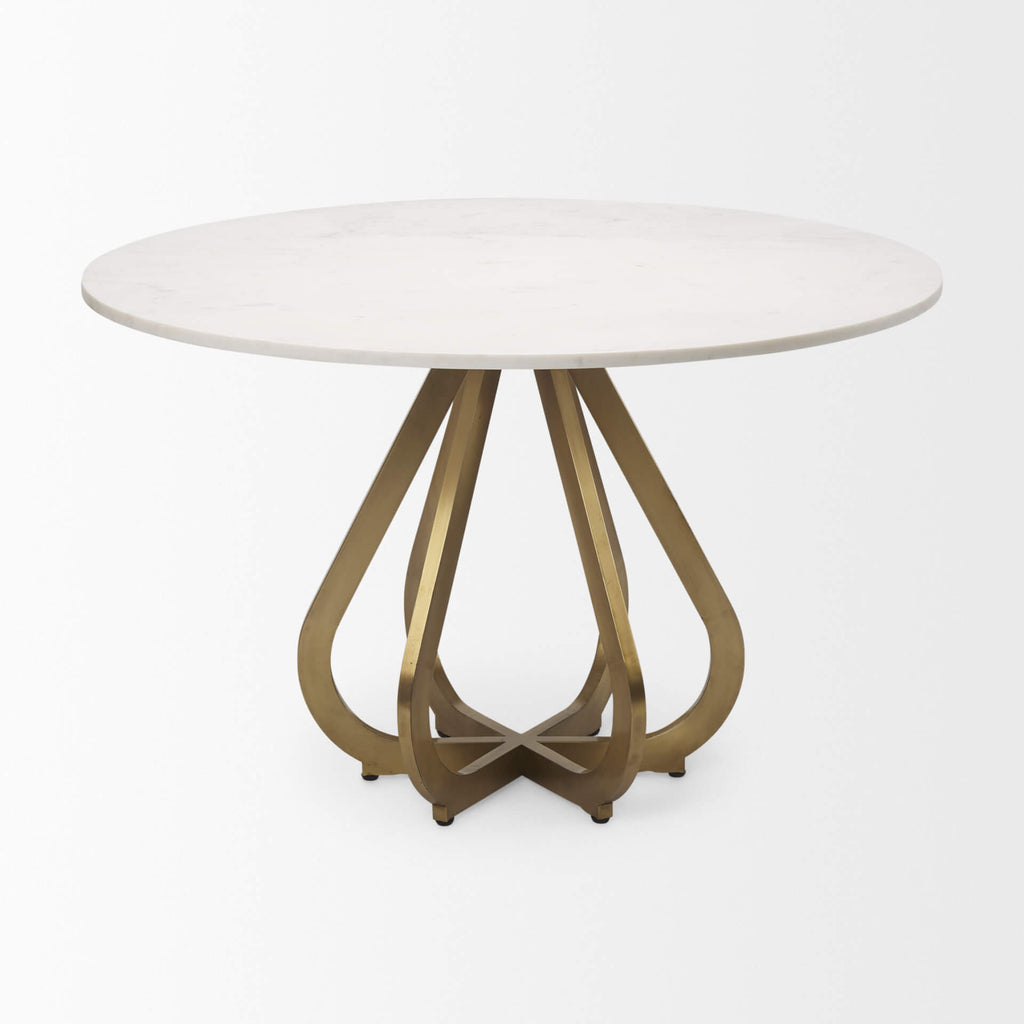 MERCANA LAURENT ROUND WHITE MARBLE DINING TABLE 68238-AB