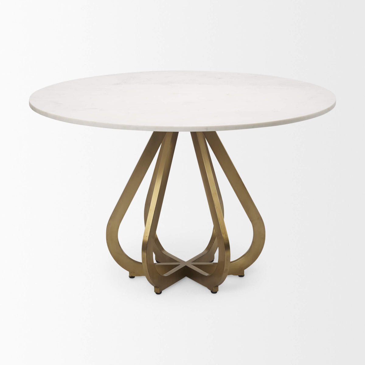 MERCANA LAURENT ROUND WHITE MARBLE DINING TABLE 68238-AB