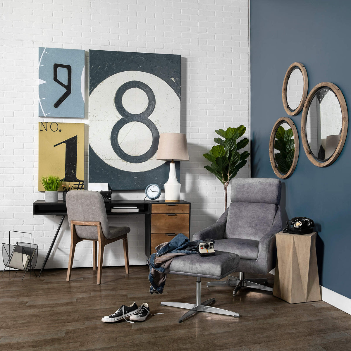 MERCANA JOSI 24" WOOD/METAL ROUND MIRROR 68003
