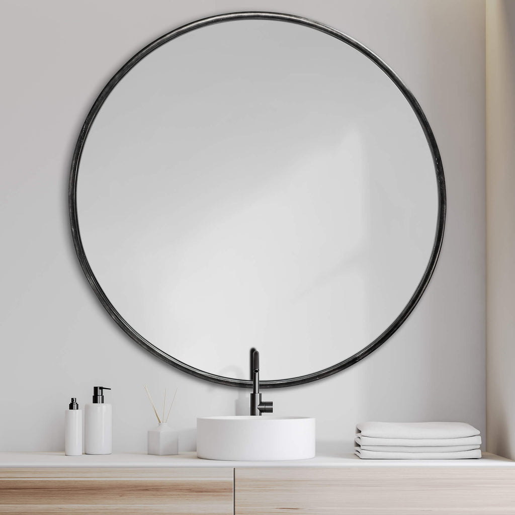 MERCANA PIPER LARGE BLACK METAL MIRROR 68248