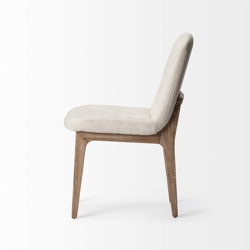 MERCANA DAVID CREAM TUFFED FABRIC DINING CHAIR SET OF TWO 68317