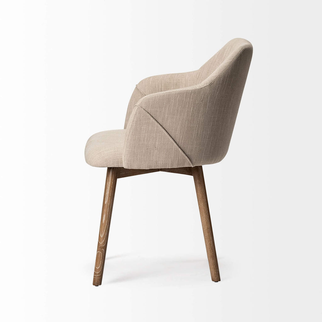 MERCANA RONALD CREAM FABRIC ARM DINING CHAIR 68319