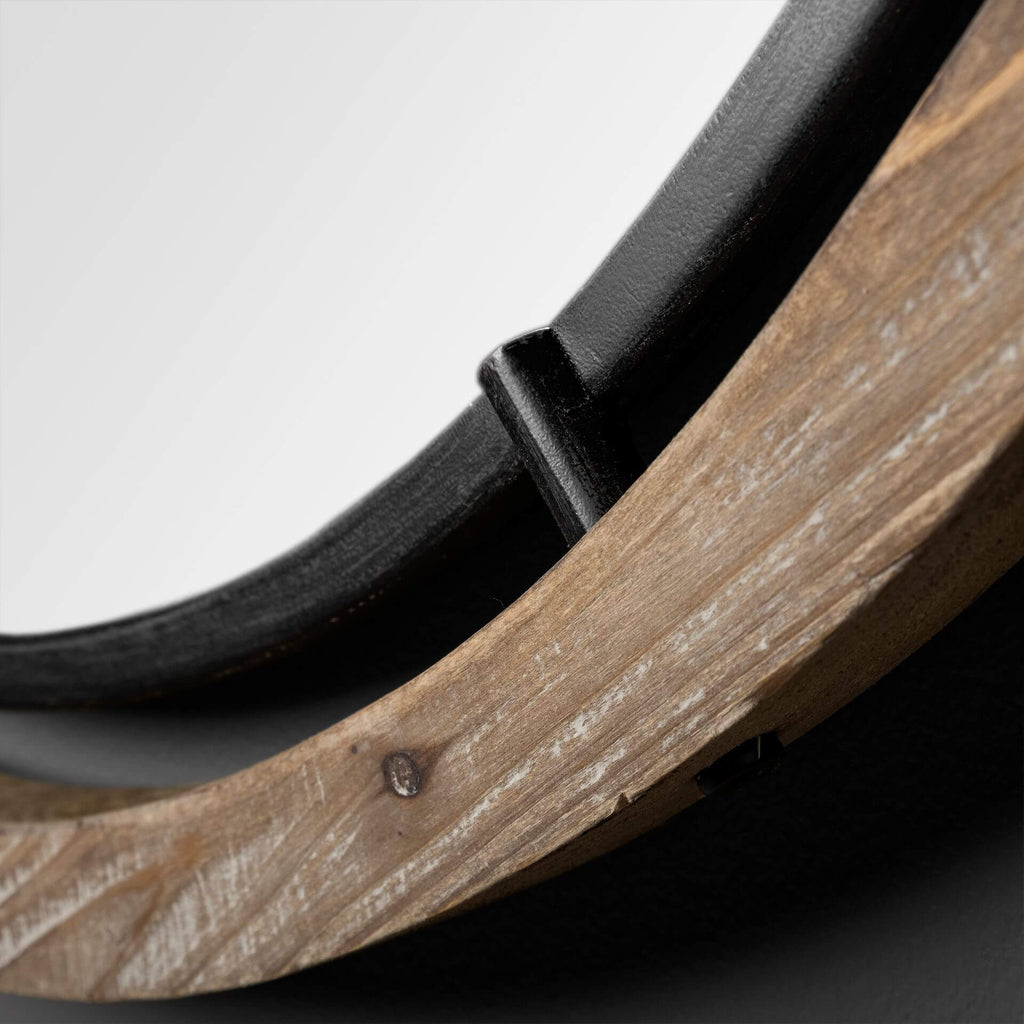 MERCANA JOSI 19" WOOD/METAL ROUND MIRROR 68002