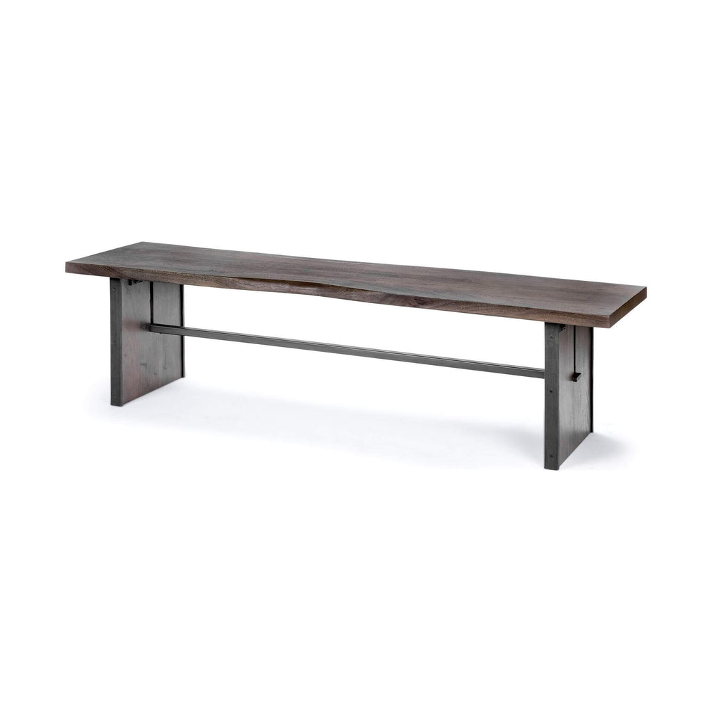 MERCANA LEDGER LIVE EDGE WOODEN BROWN BENCH 68242