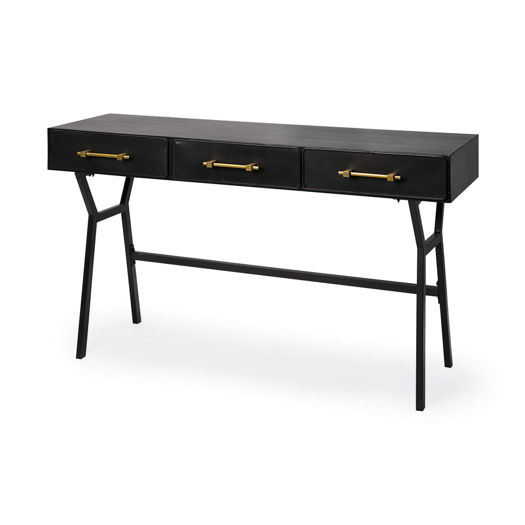 MERCANA VINCE BLACK METAL 3 DRAWER OFFICE DESK 68443