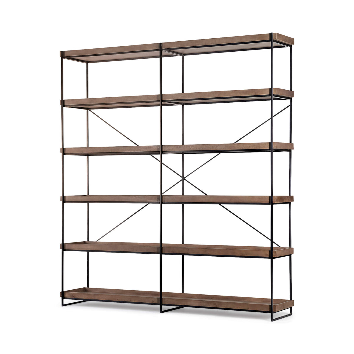 MERCANA TREY BROWN WOOD AND BLACK IRON SHELF 68485