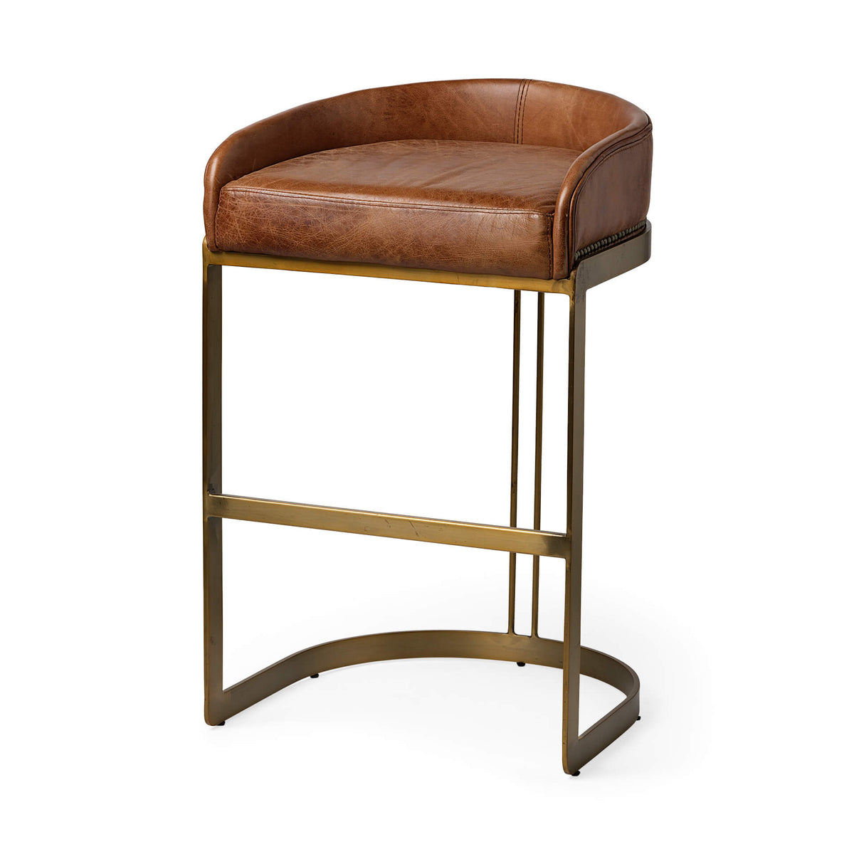 MERCANA HOLLYFIELD BAR STOOL BROWN LEATHER 68574