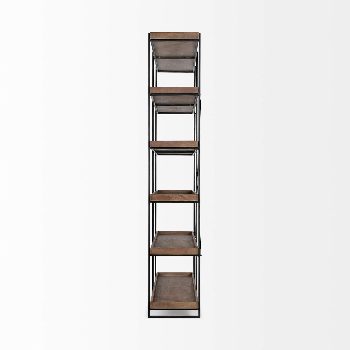 MERCANA TREY BROWN WOOD AND BLACK IRON SHELF 68485