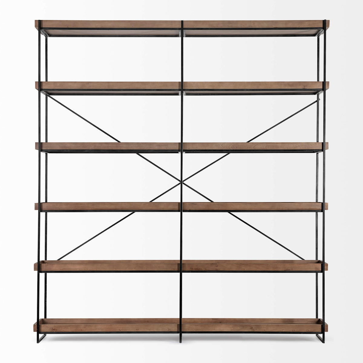 MERCANA TREY BROWN WOOD AND BLACK IRON SHELF 68485
