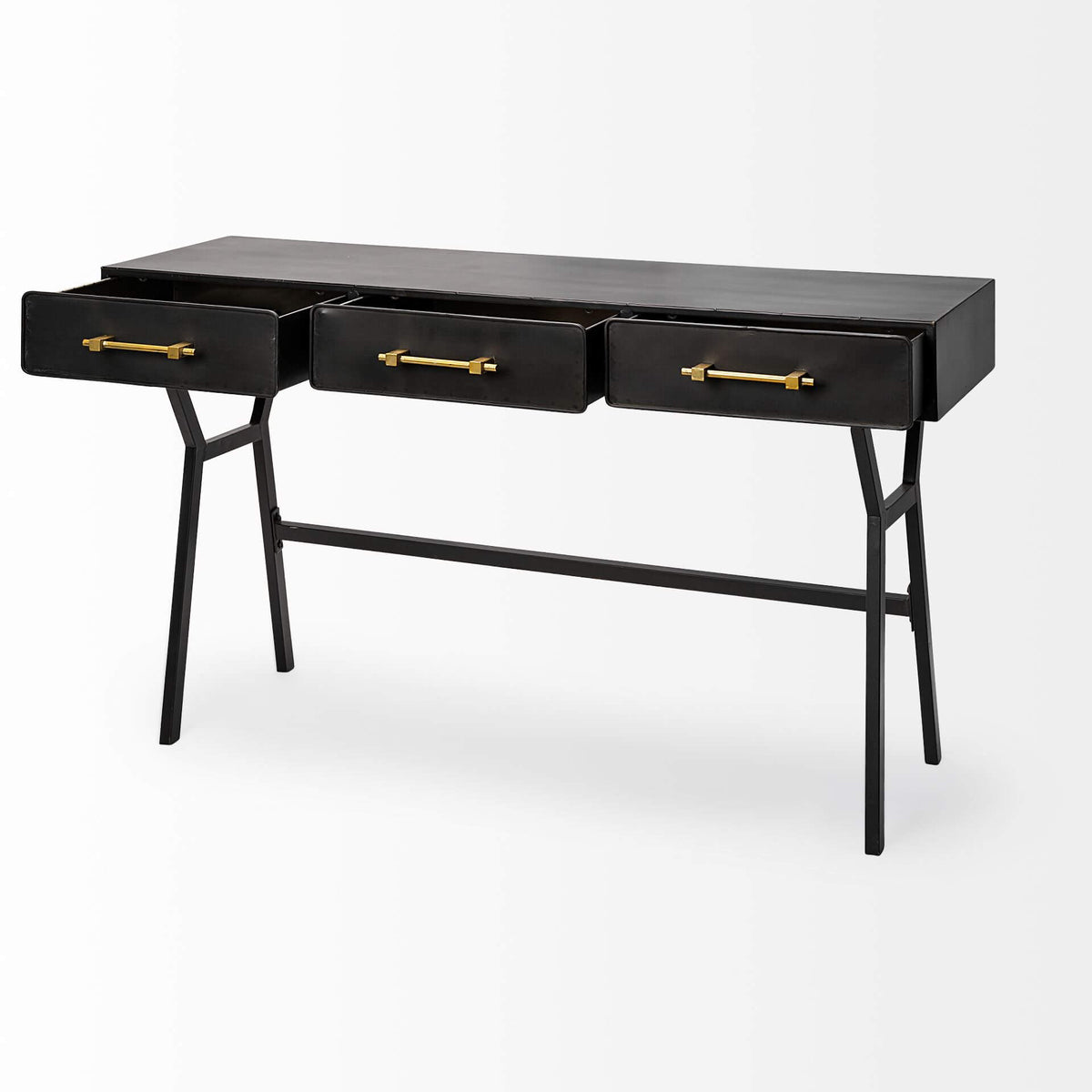 MERCANA VINCE BLACK METAL 3 DRAWER OFFICE DESK 68443
