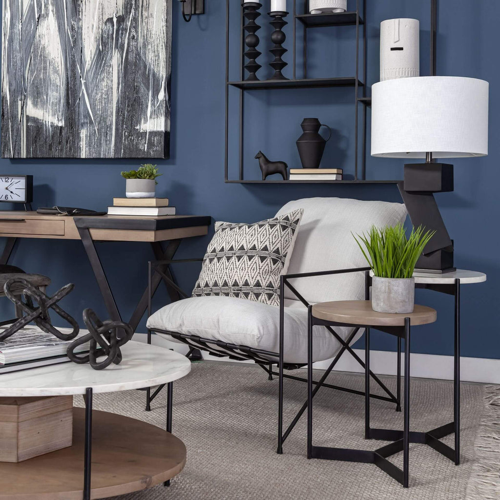 MERCANA LARKIN MARBLE AND BROWN NESTING TABLES 68490