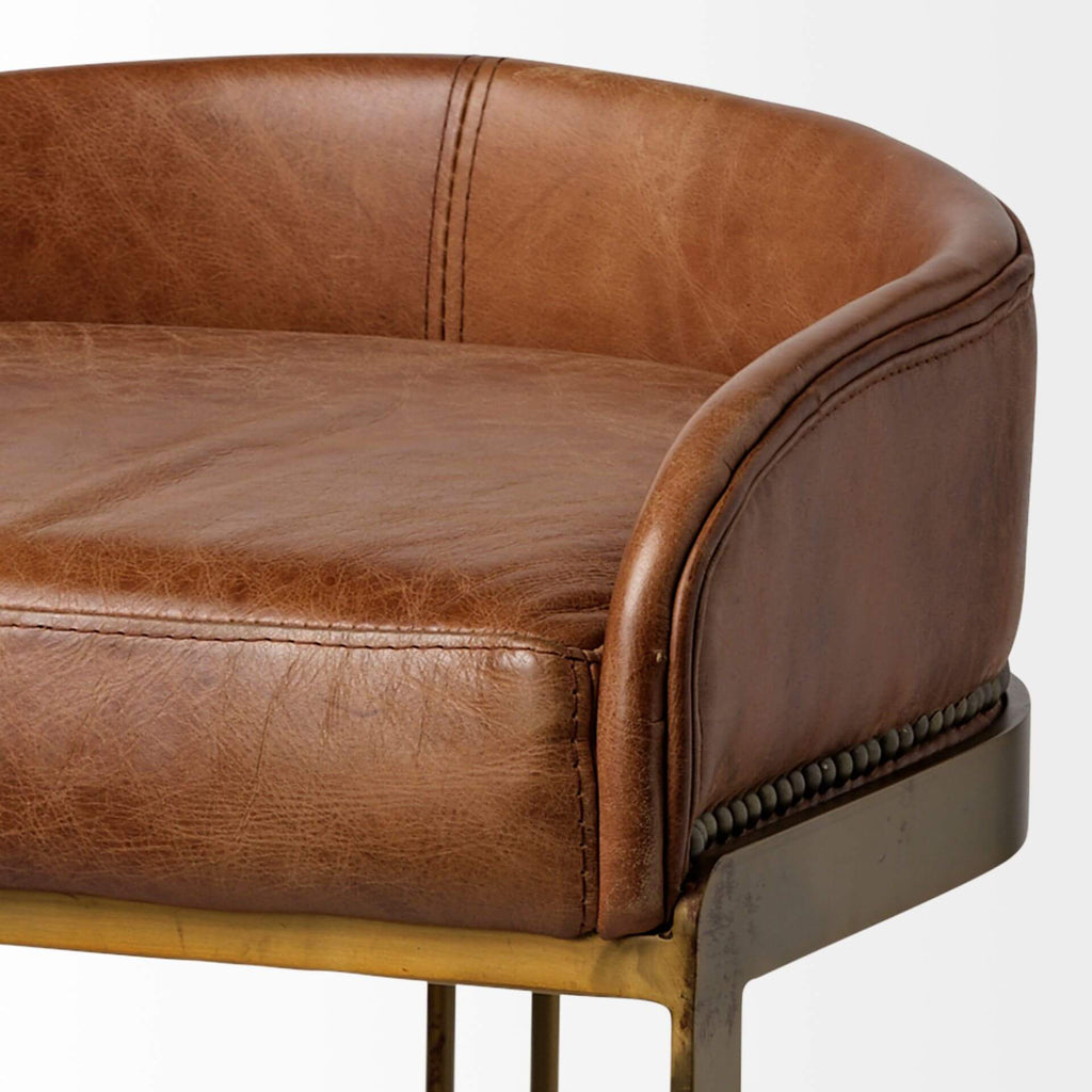 MERCANA HOLLYFIELD COUNTER STOOL BROWN LEATHER 68573