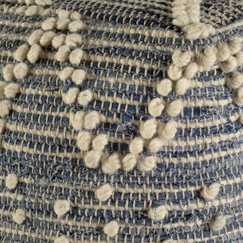 MERCANA ROFI DENIM AND CREAM SQUARE POUF 67584