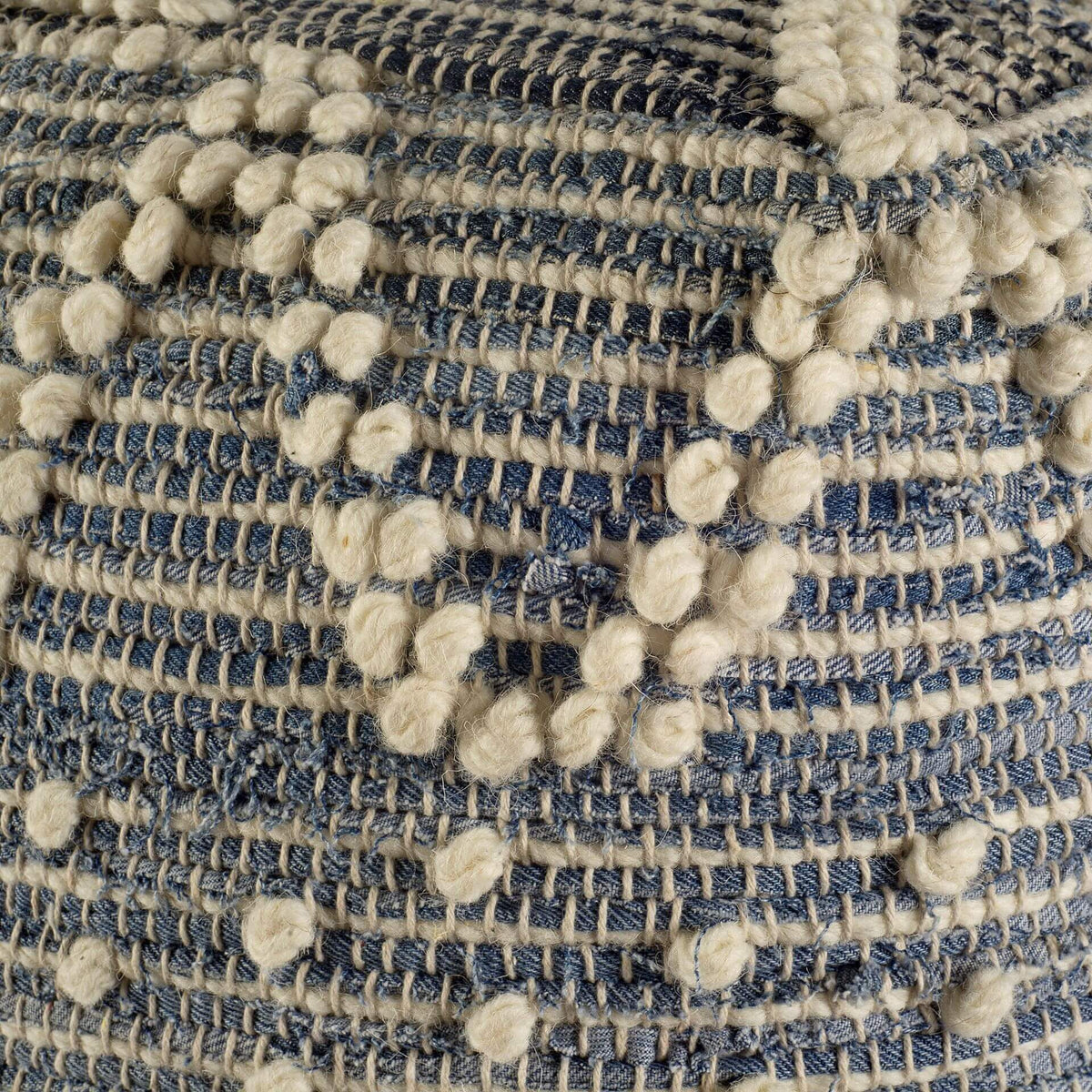MERCANA ROFI DENIM AND CREAM SQUARE POUF 67584