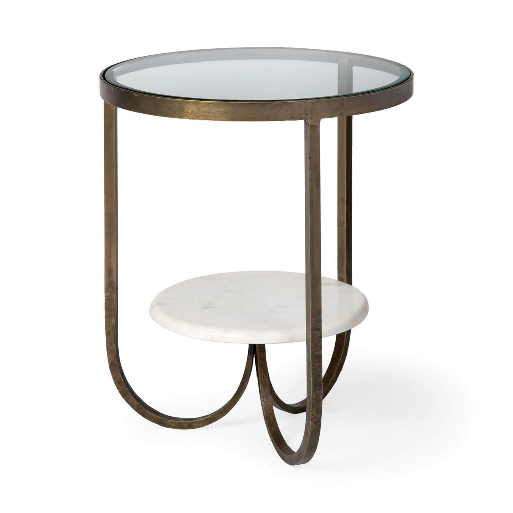 MERCANA REINHARDT 20" ROUND GLASS TOP SIDE TABLE 67805
