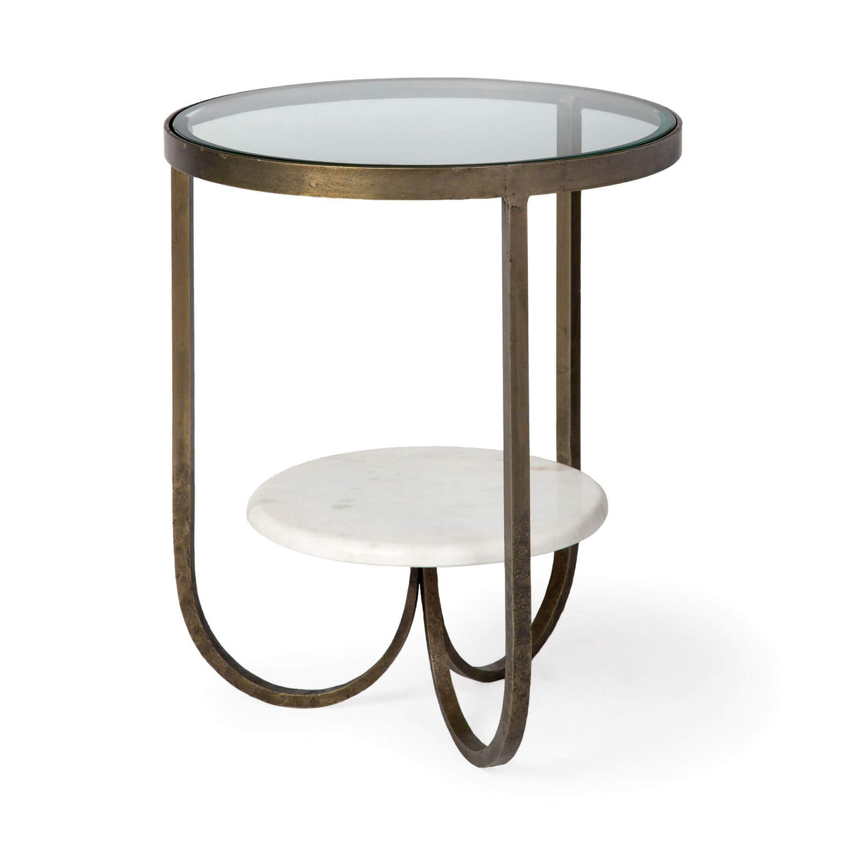 MERCANA REINHARDT 20" ROUND GLASS TOP SIDE TABLE 67805