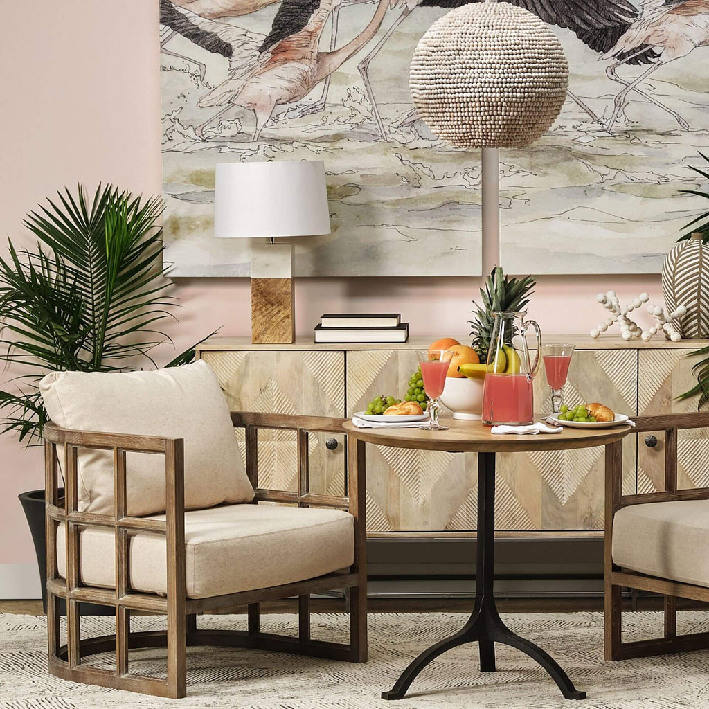 MERCANA SKYLAR DEMI-LUNE WOODEN FRAME ACCENT CHAIR 67515