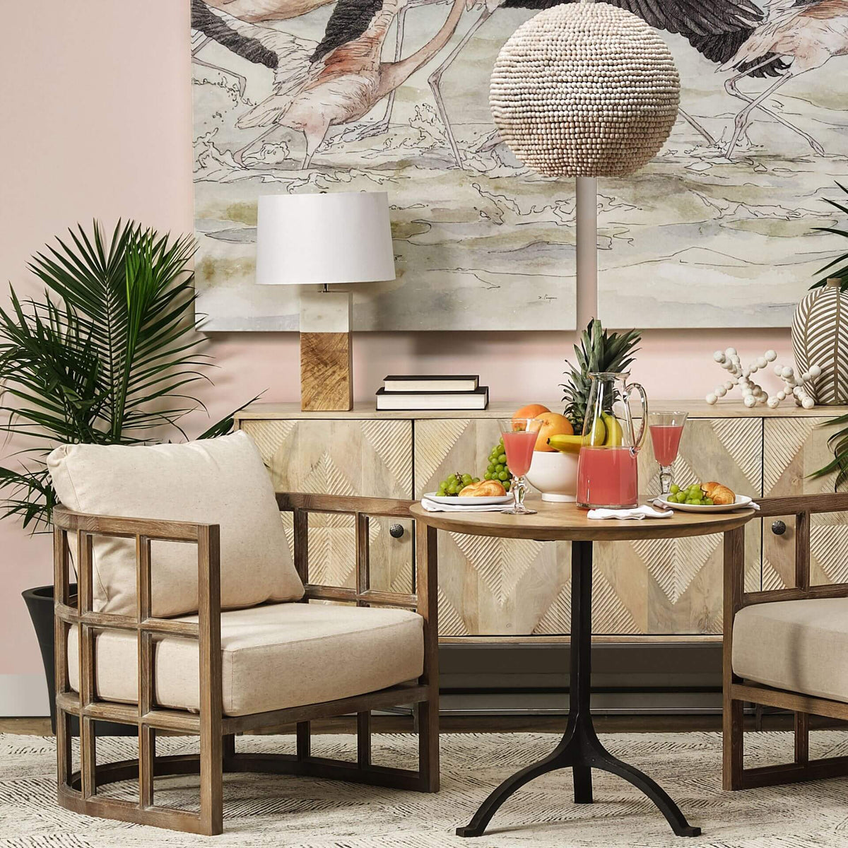 MERCANA SKYLAR DEMI-LUNE WOODEN FRAME ACCENT CHAIR 67515