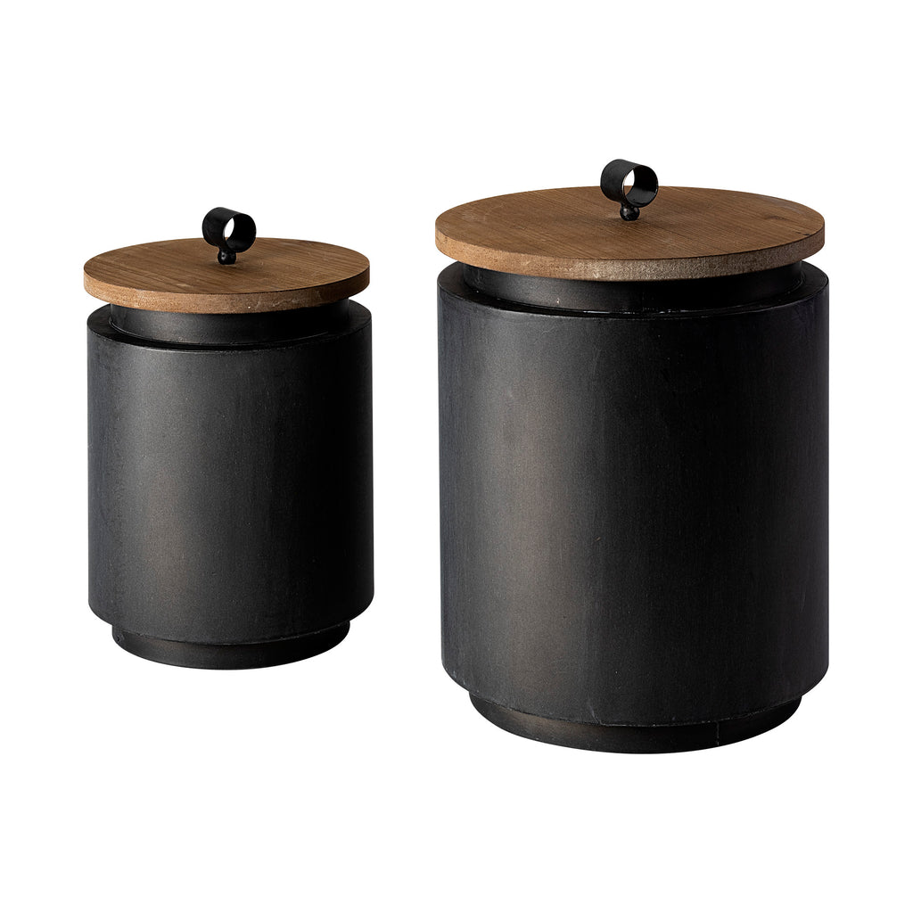 MERCANA CYRIL SET OF TWO GRAY METAL JARS 68982