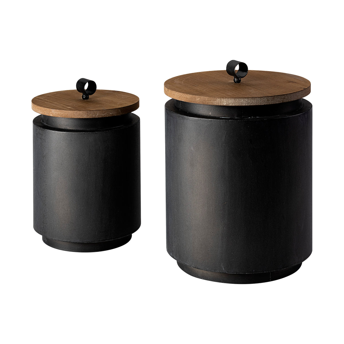 MERCANA CYRIL SET OF TWO GRAY METAL JARS 68982