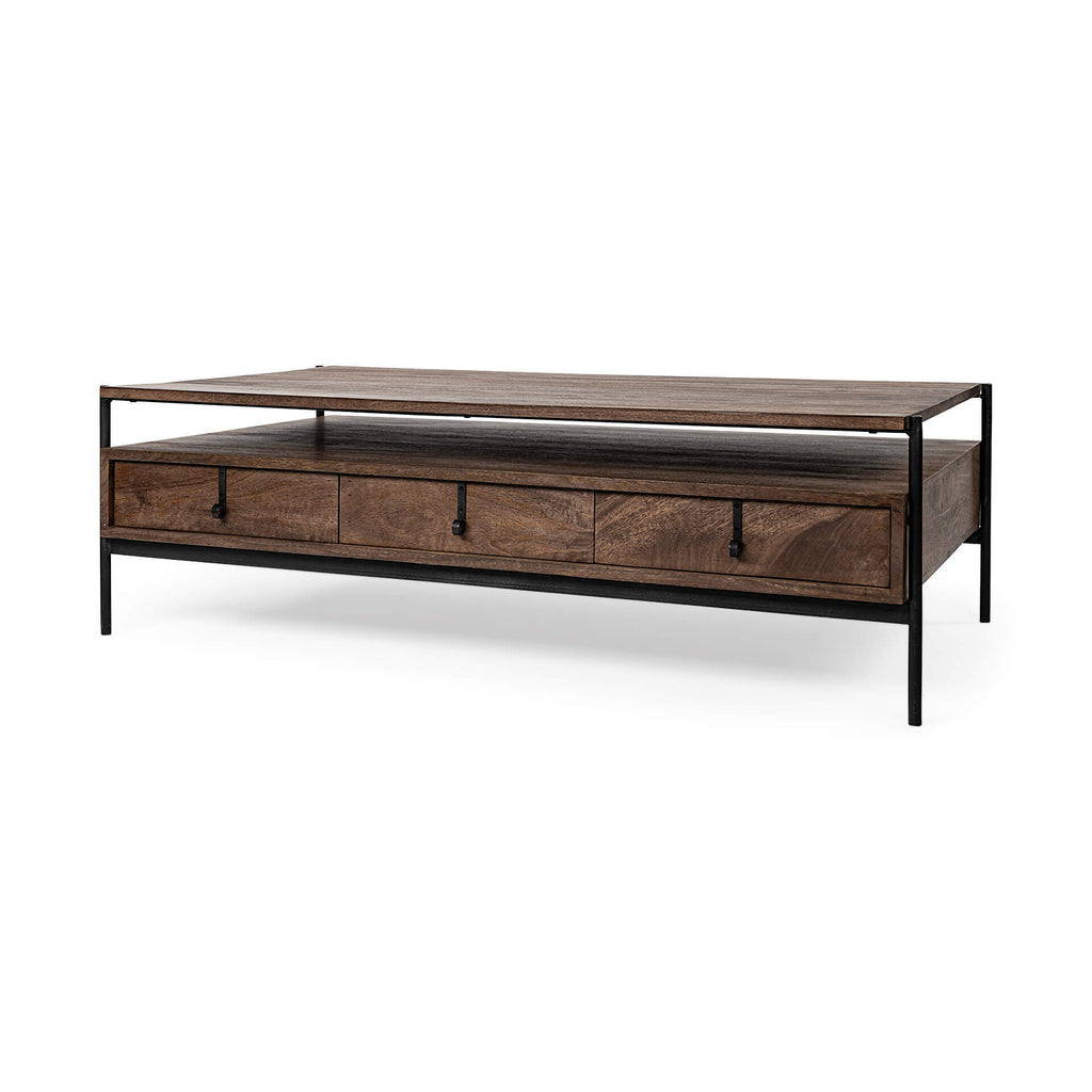 MERCANA GLENN DARK WOOD DRAWER COFFEE TABLE 69016