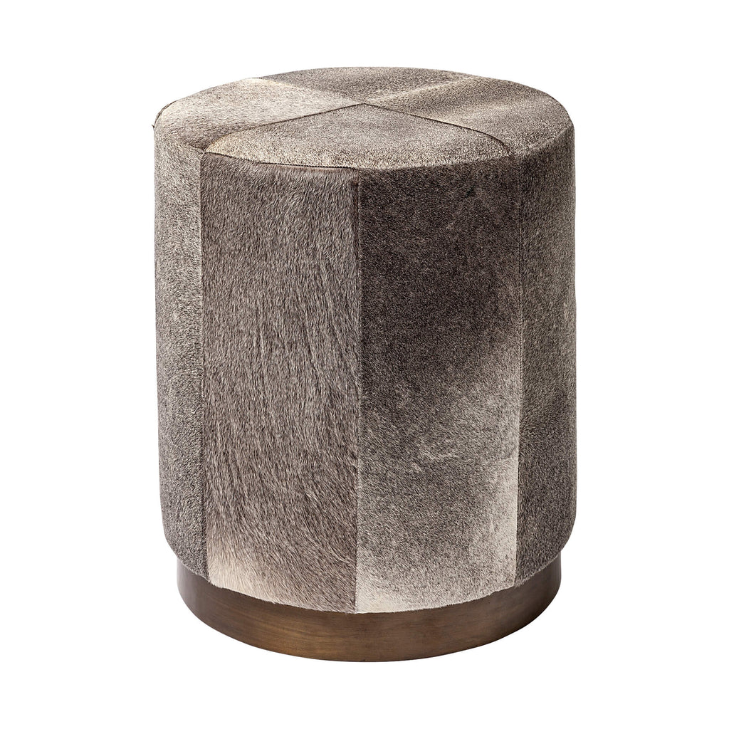MERCANA ZAHAVI COWHIDE ROUND OTTOMAN 69056