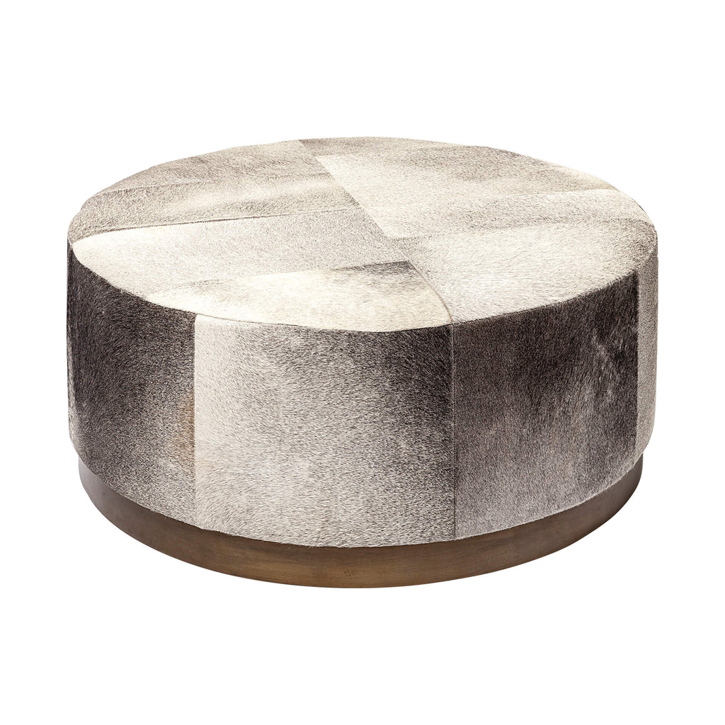 MERCANA ZAHAVI COWHIDE ROUND OTTOMAN 69057