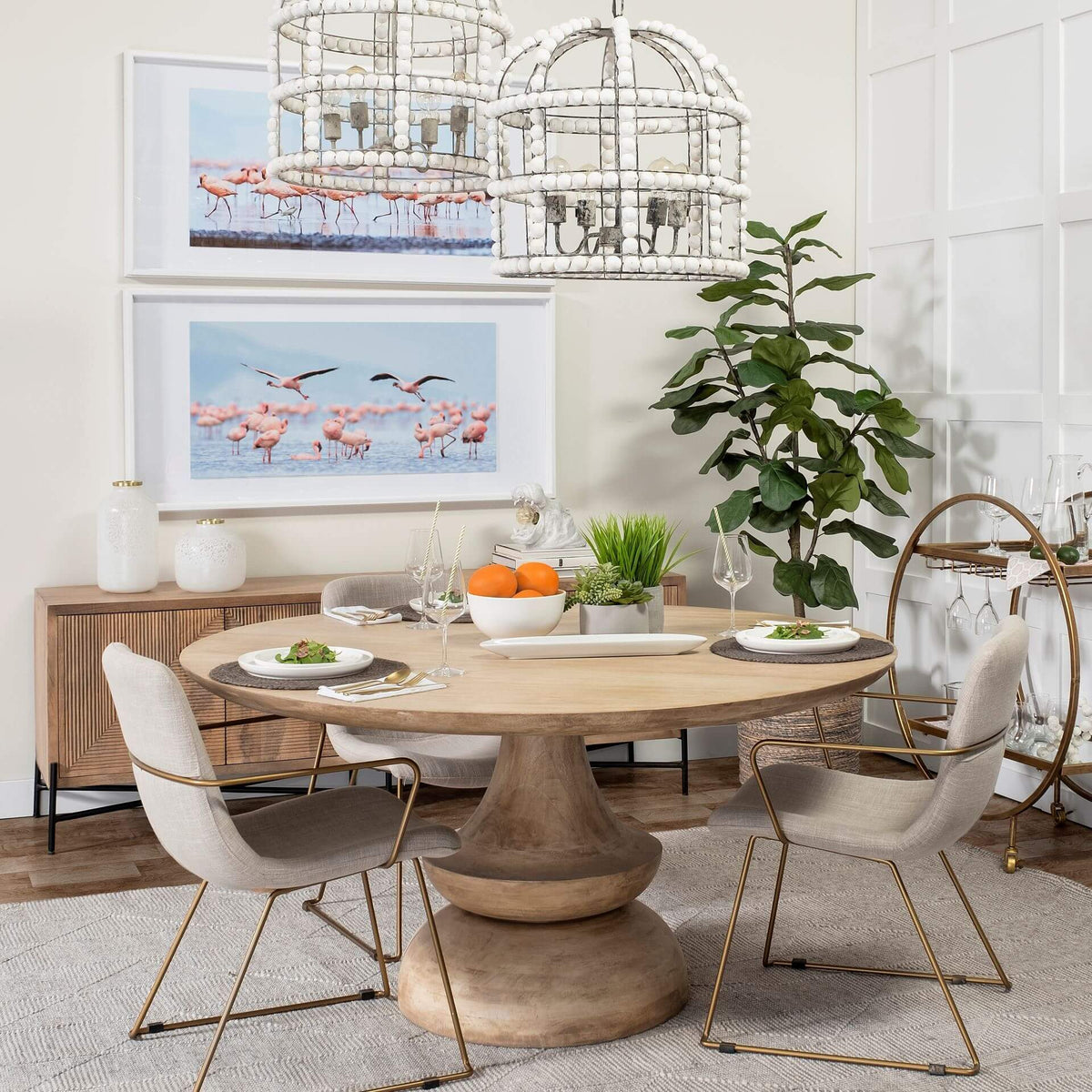 MERCANA CROSSMAN 60" ROUND BLONDE WOOD DINING TABLE 68518-AB