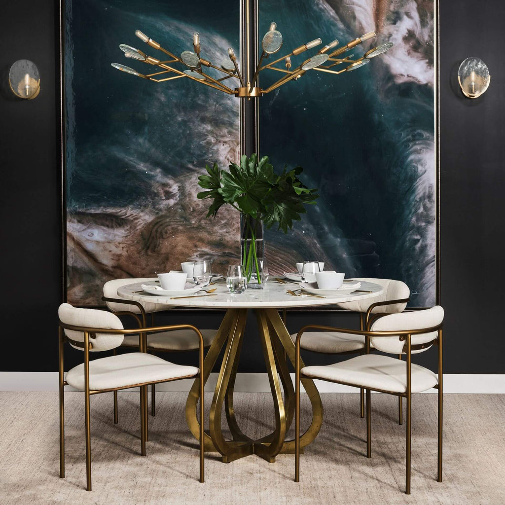 MERCANA LAURENT ROUND WHITE MARBLE DINING TABLE 68238-AB