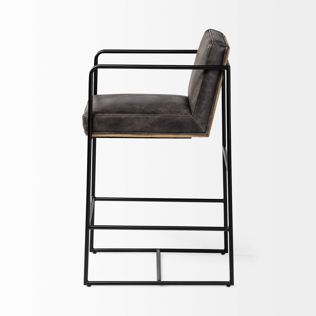 MERCANA STAMFORD BLACK LEATHER COUNTER STOOL 68763