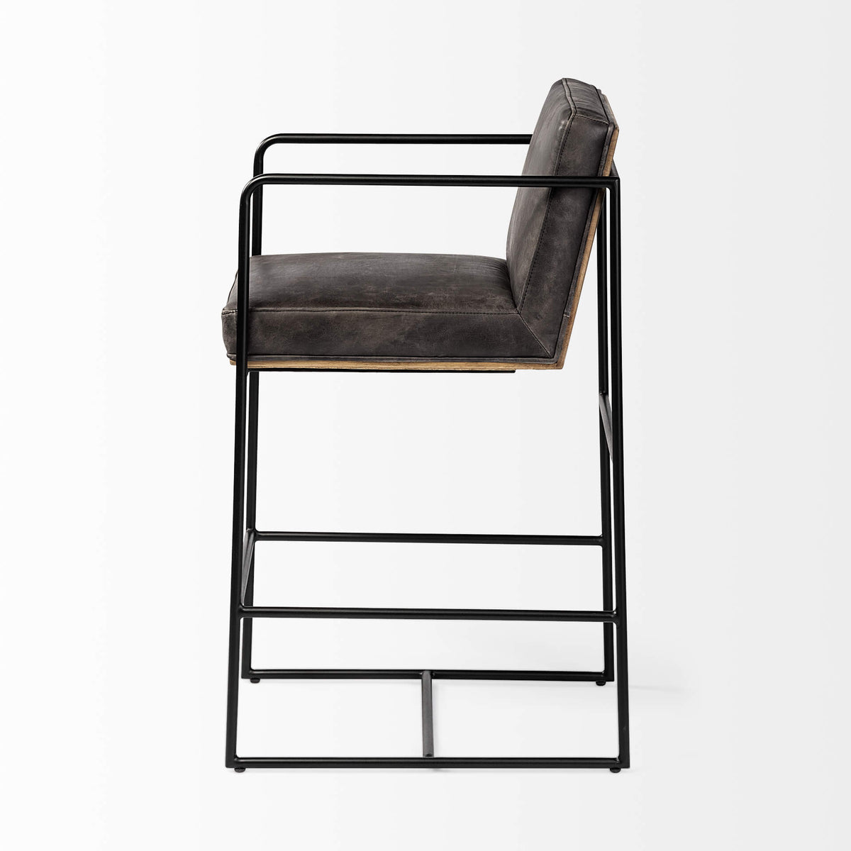 MERCANA STAMFORD BLACK LEATHER COUNTER STOOL 68763