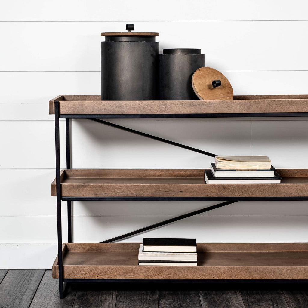 MERCANA TREY BROWN WOOD AND BLACK IRON CONSOLE 68217