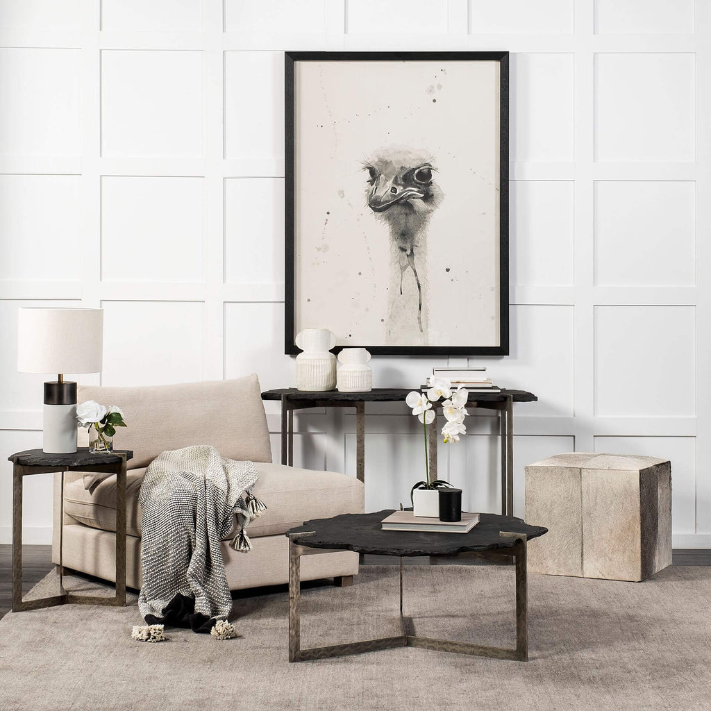 MERCANA ZAHAVI COWHIDE SQUARE OTTOMAN 69055